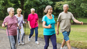 Stay Active: Senior Walking Games 2 A Group Of Seniors Walking Outside