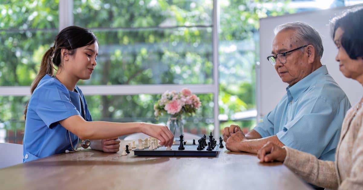 Seniors Eating In Dementia Care Community